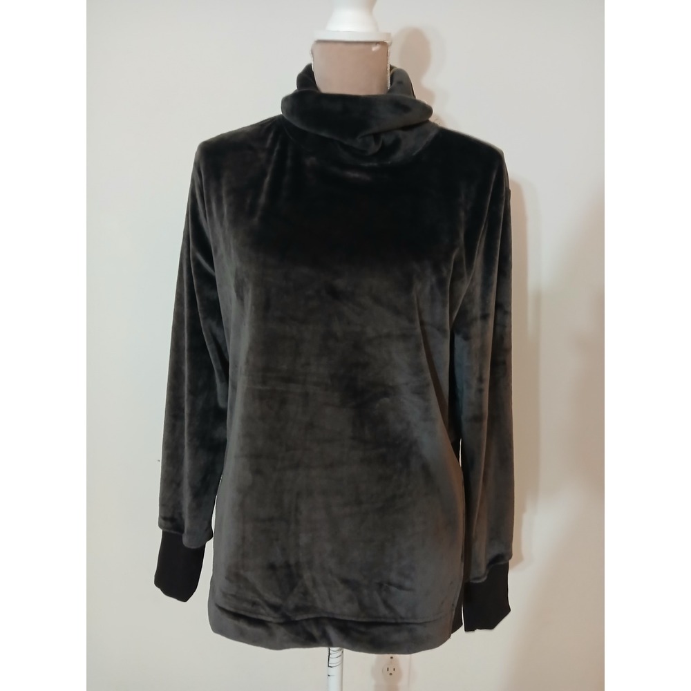 Te Verde NYC Womens Velour Cowl Neck Sweatshirt Brown Medium New